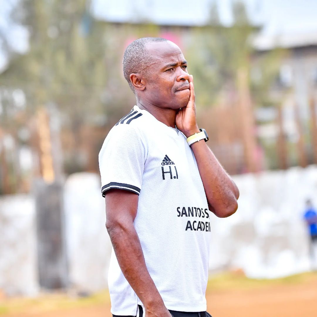 Santos Soka Academy coach Humphrey Mori Ingara on the training ground